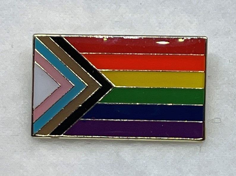 LGBTQA Progress Pride Quasar Rainbow flag lapel pin image 2