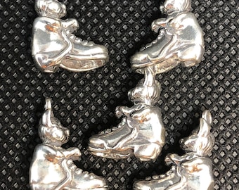 5pc Kitten in a Boot 3-D Sterling Silver Charm - set of five