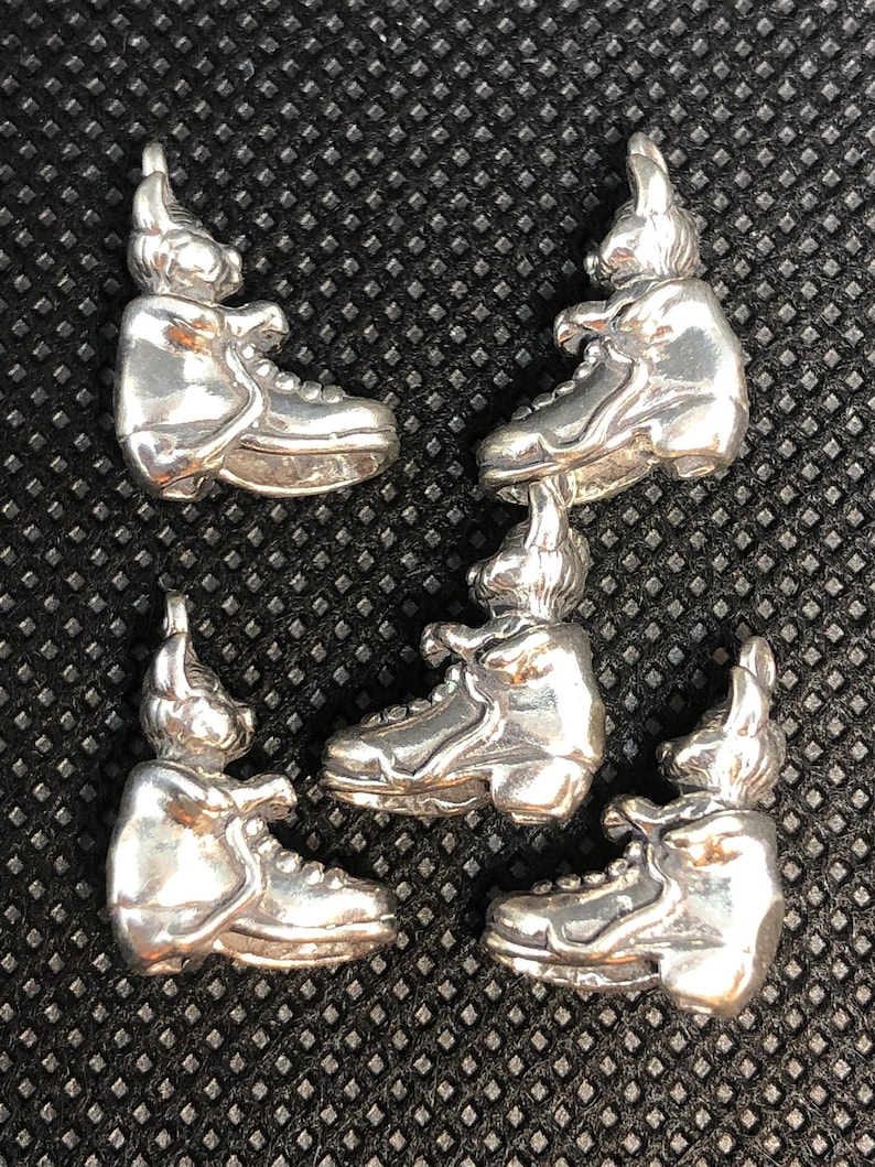 5pc Kitten in a Boot 3-D Sterling Silver Charm set of five image 1