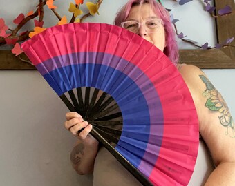 Fabulous! Fierce! Large LGBTQA Bisexual folding hand fan
