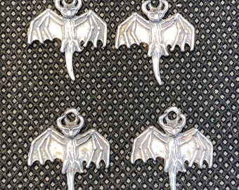 4pc Bat Sterling Silver Charm - set of four