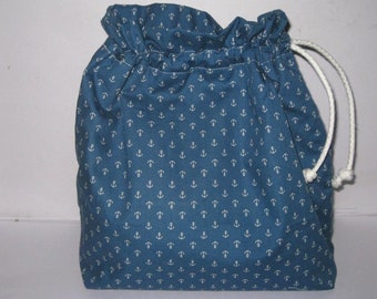 Waterproof bag, pool bag, swimsuit bag, waterproof bag, blue, marine anchors, for return pool or beach with wet swimsuits