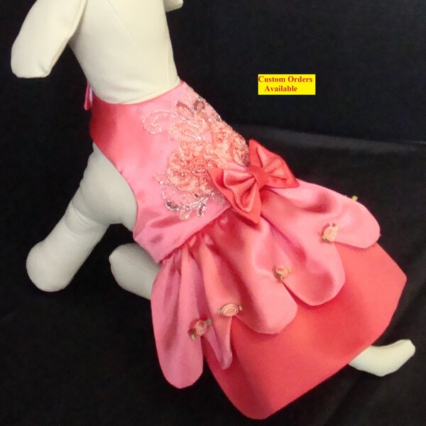 Fancy Dog Dress, Ready to Ship, Embroidered, Size Small Chest 15 to 16 Neck 9 1.4 to 10 1.4 Length 10 JSACUTABOVE