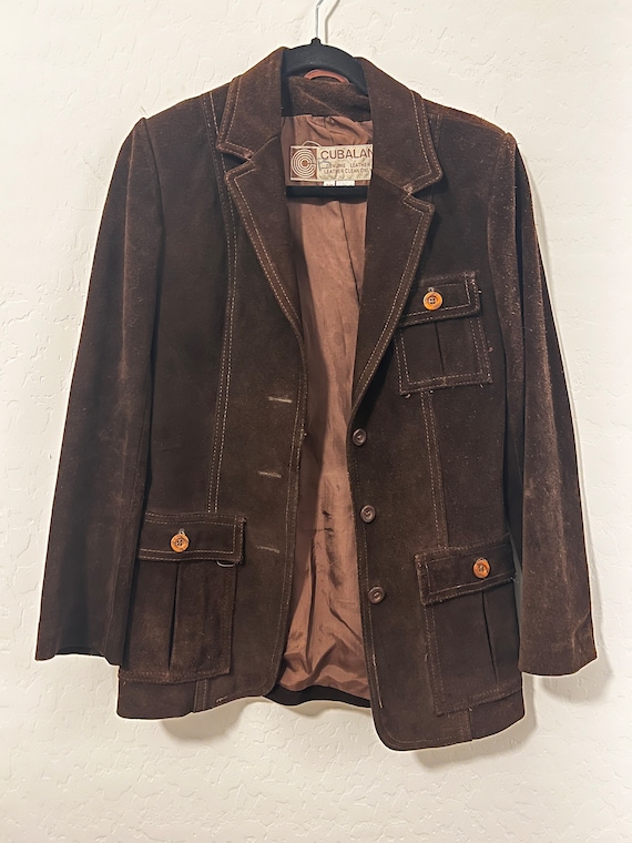 Vintage chocolate brown suede jacket