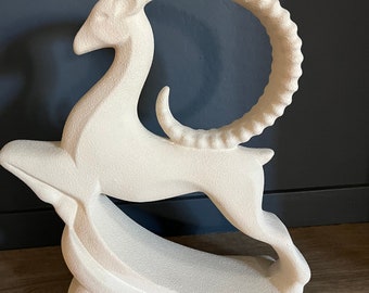 Vintage Royal Haeger white textured Gazelle sculpture