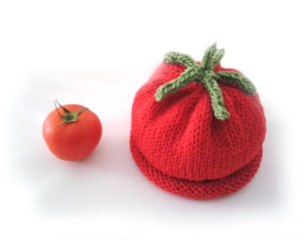 Instant download, Knitting PATTERN for baby tomato hat (PDF file), veggie hats