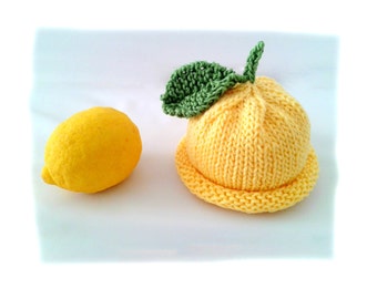 Instant download, knitting PATTERN for Baby Lemon Hat (PDF file), baby and toddler sizes, accessories
