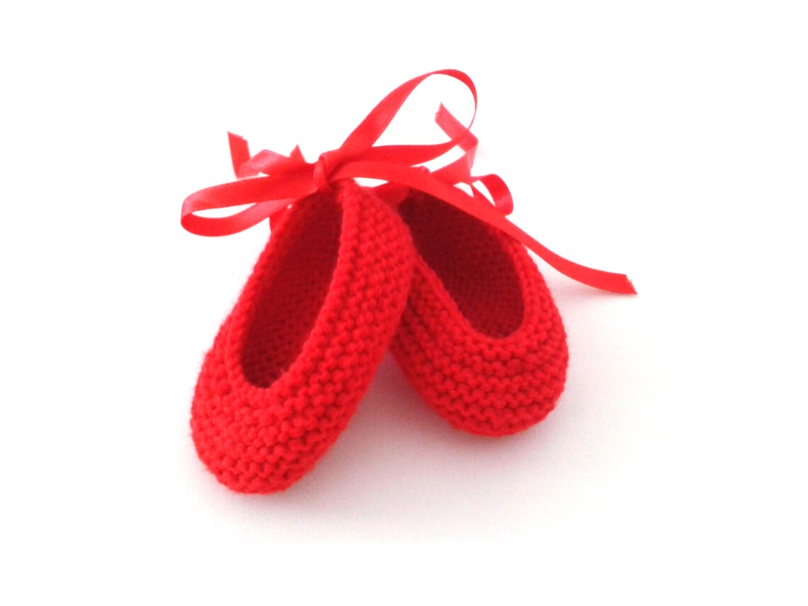 Instant Download, Knitting PATTERN for Red Baby Ballerinas PDF File