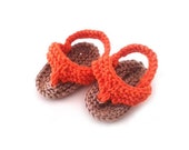 Instant download, Knitting PATTERN for baby orange flip flops (PDF file), summer sandals, baby sizes, accessories