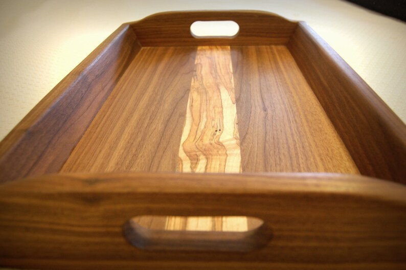 Handmade Wood Serving Tray Ottoman Walnut and Maple Etsy