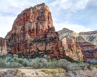 Zion National Park, Angels Landing, Virgin River, Utah Photography, Landscape, Gift, Souvenir, Home Decor, Metal, Canvas, Art Print