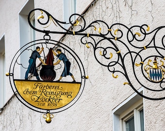 Fussen Old Town Merchant Sign, Germany, Bavaria, Bavarian Alps, European Photography, Medieval, History, City, Urban, Street Photography