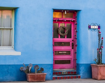 Tucson Door, Southwest Wall Art, Barrio Viejo, Cactus Wall Art, Arizona Photography, Architecture Prints, Desert Wall Decor, Fine Art Photo