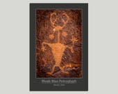 Native American Art, Southwest Poster, Moab Man Petroglyph, Rock Art, Indian Art, Utah Landscape, Desert Landscape, Wall Decor, Photography