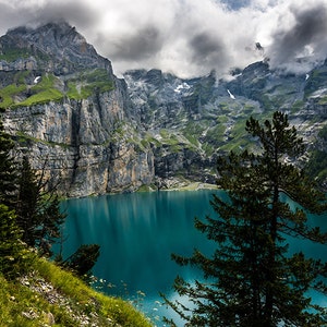 Swiss Alps, Oeschinensee, Switzerland Art, Kandersteg, European Landscape, Mountains, Alpine Lake, Glacial, Wall Art, Fine Art, Photo Print