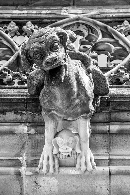 Medieval Gargoyle Statue, Catholic Church, Halloween Art
