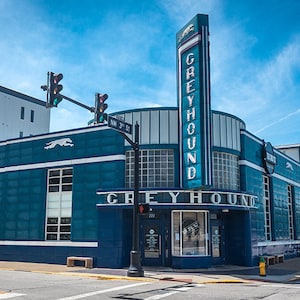 Retro, Greyhound Bus, Terminal, Station, Vintage, Historic , Architecture Photography, Urban, Indiana, Midwest, Canvas Metal, Fine Art Photo
