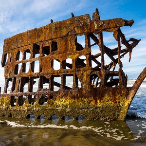 Peter Iredale Shipwreck, Oregon Coast, Fort Stevens, Columbia River, Pacific Ocean, Beach Photography, Landscape Print, Wall Decor,  Photo