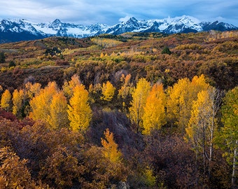 Colorado Fotografía, Sneffels Mountain Range, Otoño Color, Otoño, Dallas Divide, Ridgway, Montañas Rocosas, Decoración de la pared, Impresión de fotos de bellas artes