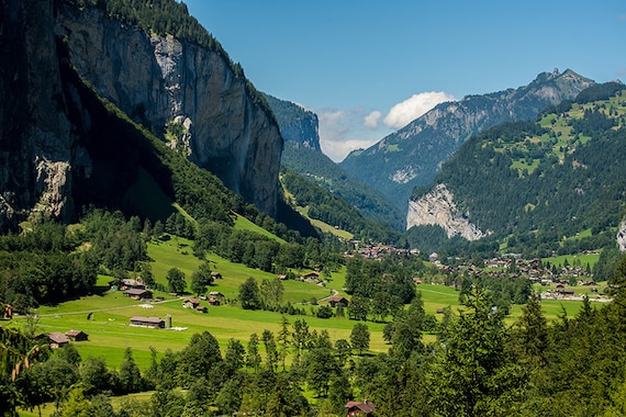 Swiss Landscape Lauterbrunnen Mountain Valley Staubbach Etsy