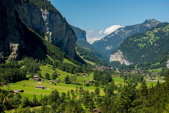 Swiss Landscape Lauterbrunnen Mountain Valley Staubbach Etsy Swiss Landscape Lauterbrunnen Mountain Valley Staubbach Etsy