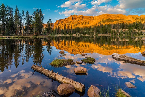 Mountain Lake Reflection Sunset Uinta Range Utah - Etsy