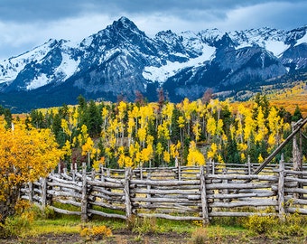 San Juan Mountains, Sneffels Range Ranch, Fall Color, Autumn, Ridgway, Colorado Photography,  Rocky Mountains, Snow, Alpine, Fine Art Photo