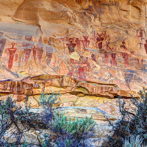 Sego Canyon Pictographs, Utah Petroglyph, Indian Rock Art, Native American, Ancient, Art Print, Home Wall Decor, Wall Hanging, Southwest Art