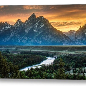 Grand Teton Sunset, National Park Poster, Snake River, Jackson