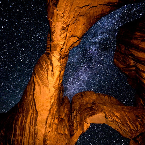 Milky Way Photo, Night Sky Print, Double Arch, Arches National Park, Utah Art, Astrophotography, Photography, Southwest, Space Wall Art