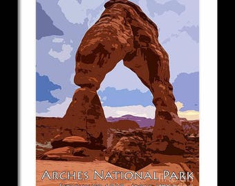 Arches National Park Poster, Utah, Delicate Arch Poster, Southwest Art, Desert Landscape, Sunset, Moab, Nature, Fine Art Print, Wall Decor