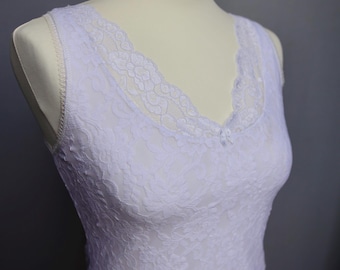 Vintage Arianne Lace Bridal Top, 90s Floral Mesh Coquette Tee, Size S
