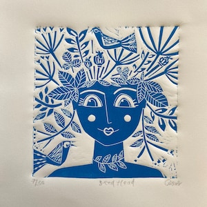 Seed Head, limited edition linocut art
