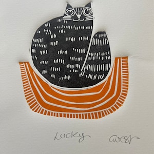 Lucky, Handmade Linocut Artwork - Etsy
