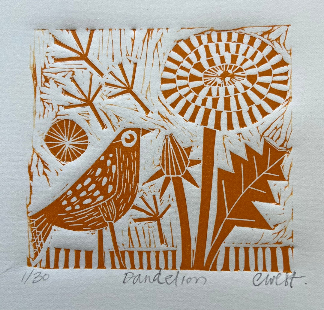 Dandelion Limited Edition Lino Cut Artwork Etsy