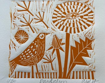 Dandelion limited edition lino cut artwork