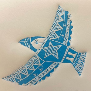 Star Puffin, handmade linocut artwork