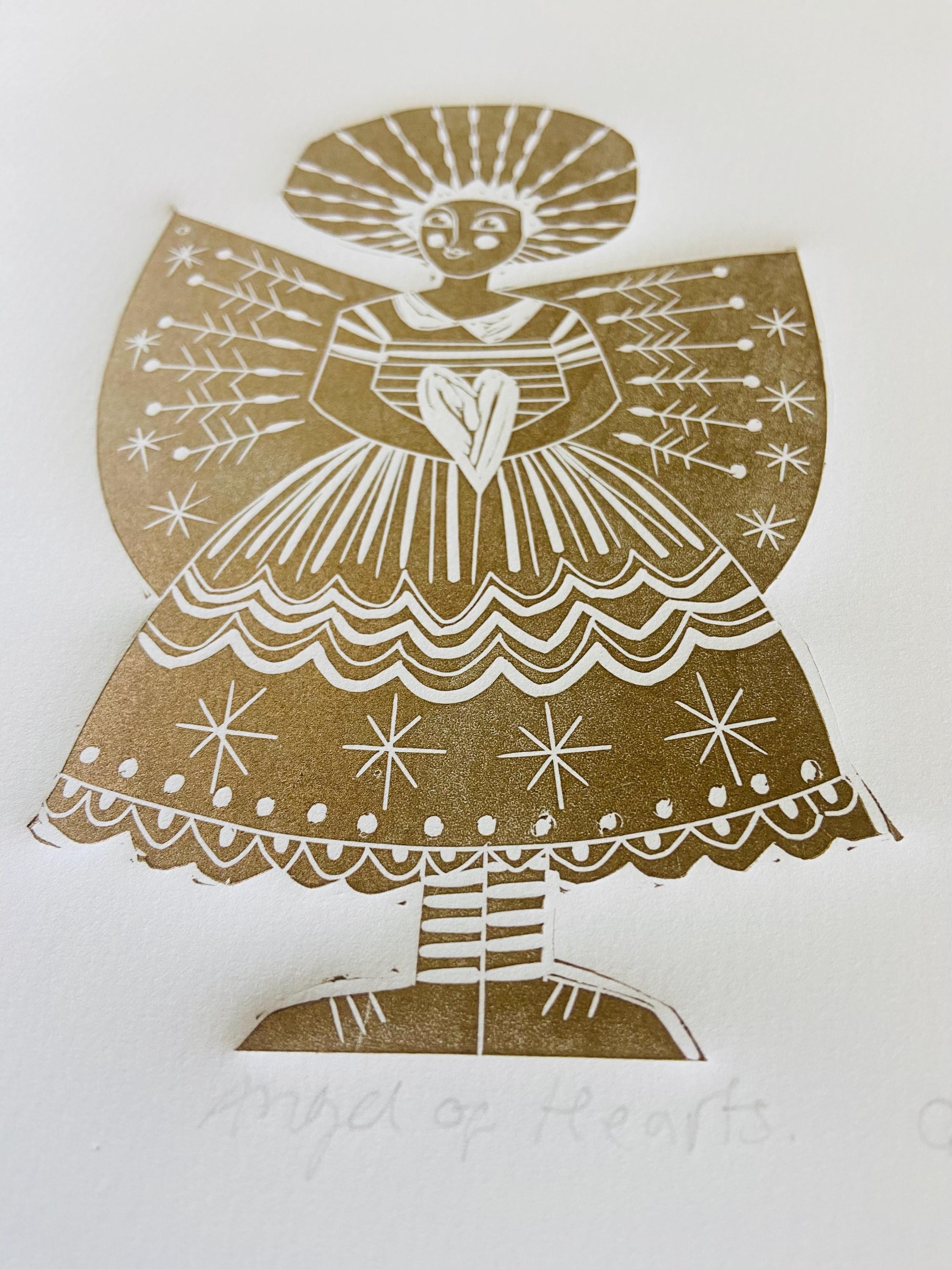 Angel of Hearts, Linocut Artwork - Etsy
