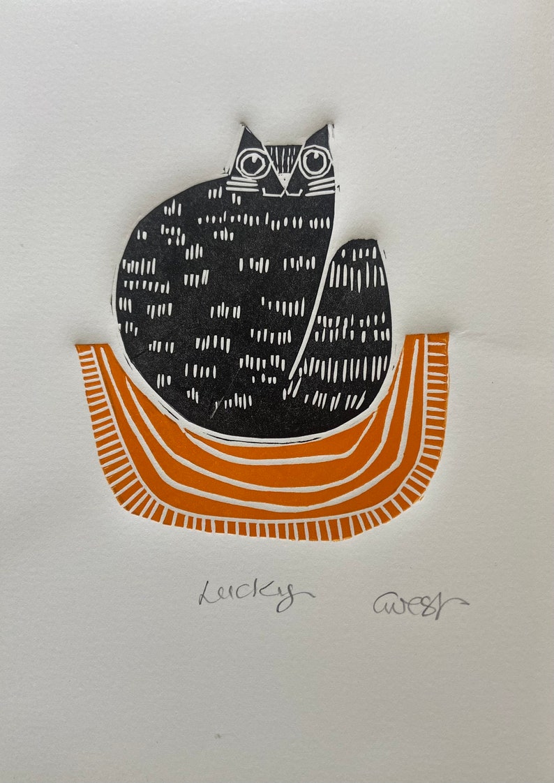 Lucky, Handmade Linocut Artwork - Etsy