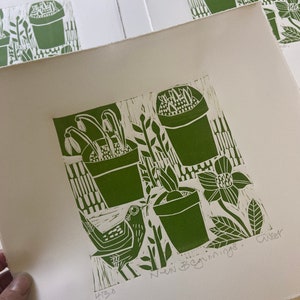 Nuevos comienzos, edición limitada, linograbado, impresión lino, Primavera imagen 4