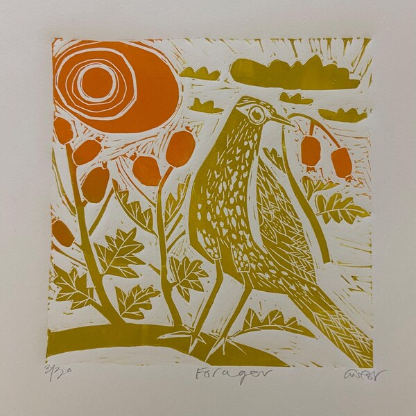 Forage, limited edition linocut artwork