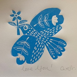 Love You, handmade linocut artwork