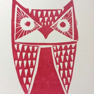 Hornsea Owl, Hornsea Pottery inspired Owl, Linocut, relief print