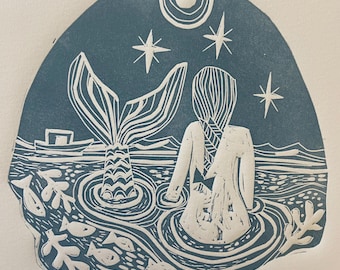 Star Gazer, limited edition linocut artwork