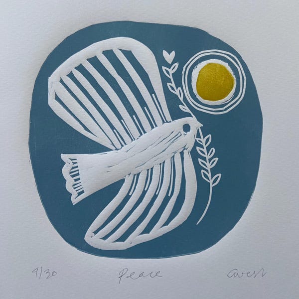 Peace, limited edition linocut artwork