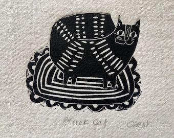 Black Cat linocut artwork