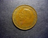 1928 Great Britain George V One Penny Copper Coin 647