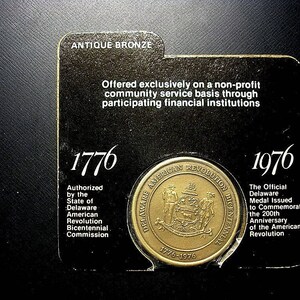 Delaware 1976 Bronze Bicentennial Medal 144 Etsy