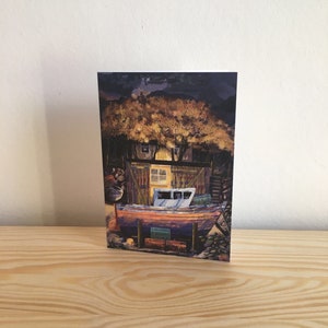 Cartolina d'auguri | Piccolo Puffer | Carta | Stazionario | Scozzesi | Hebrides | Carta di arte | Opere d'arte originali | Unico | Confezione multipla | Barca | Pesce