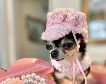 Small Dog Pink Faux Fur Hat